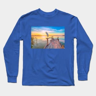 Great Blue Heron at Sunset Long Sleeve T-Shirt